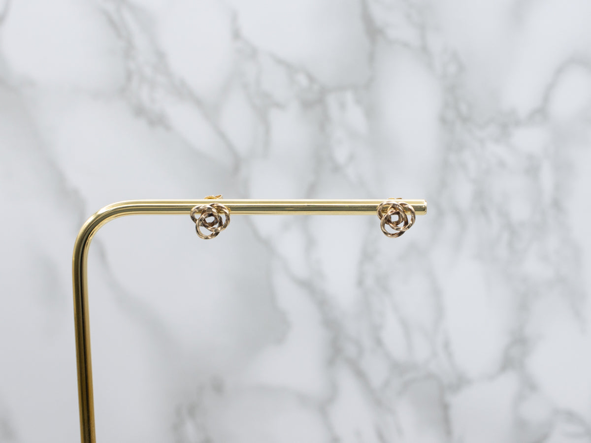Looping Gold Triple Ring Stud Earrings