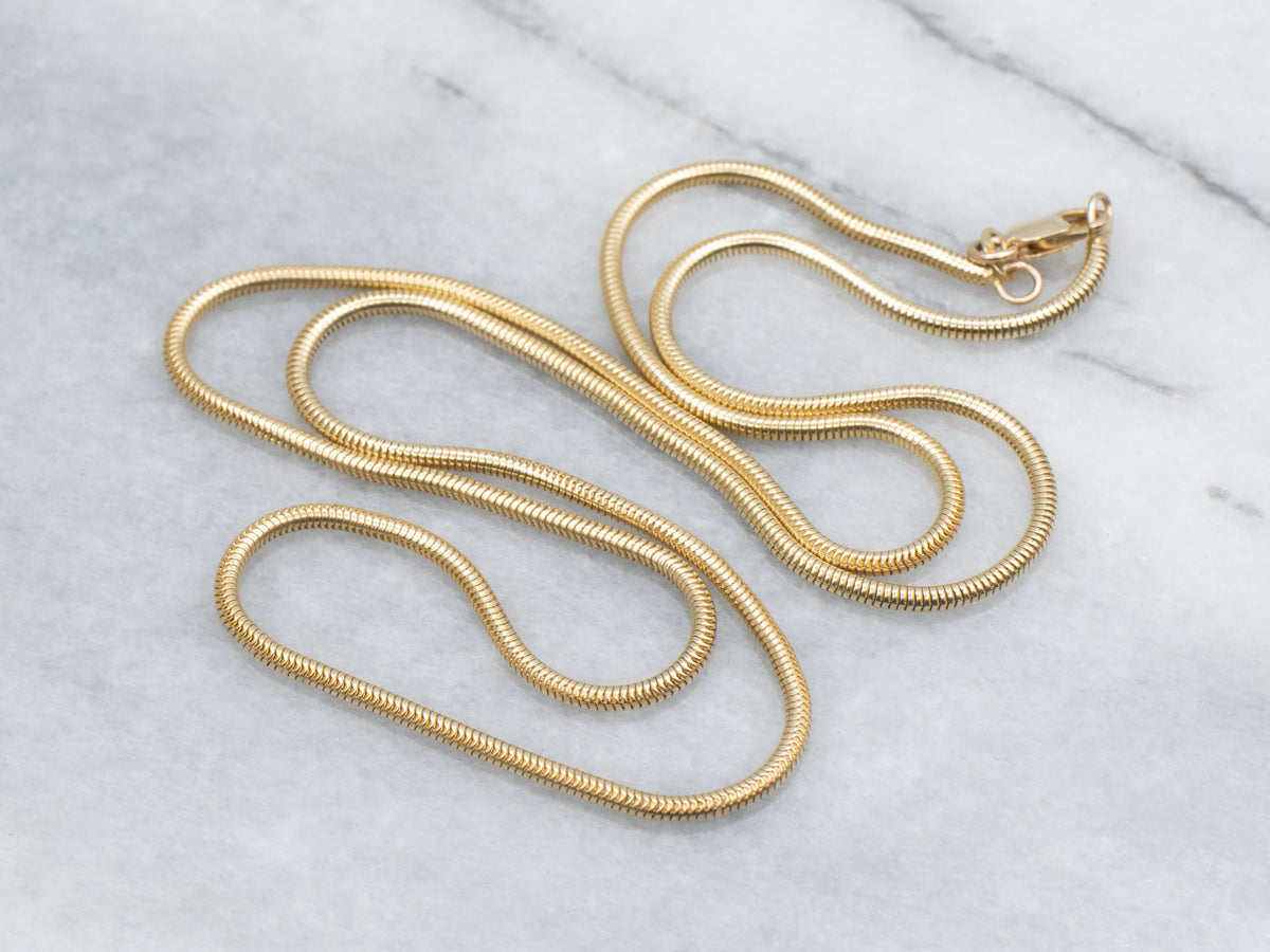 Polished Italian Gold Snake Chain with Lobster Clasp