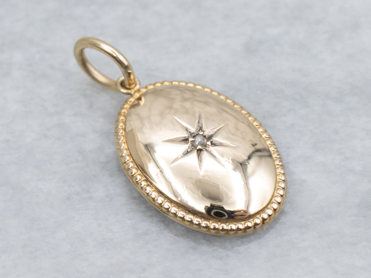 Rose Cut Diamond Antique Gold Cufflink Conversion Pendant