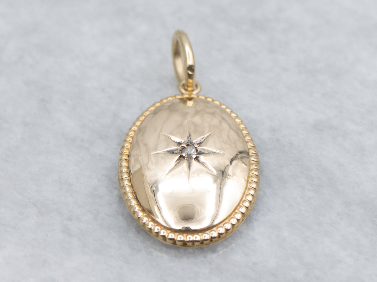 Rose Cut Diamond Antique Gold Cufflink Conversion Pendant