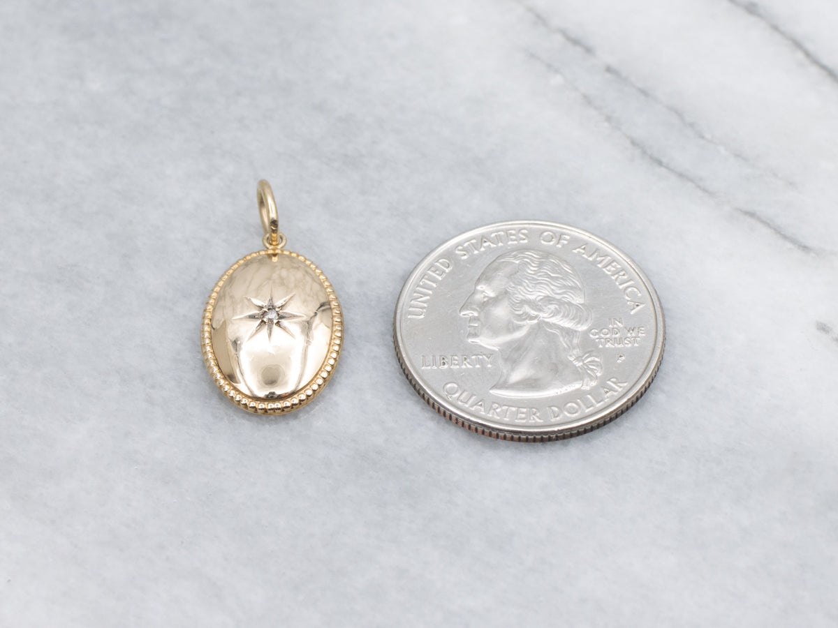 Rose Cut Diamond Antique Gold Cufflink Conversion Pendant