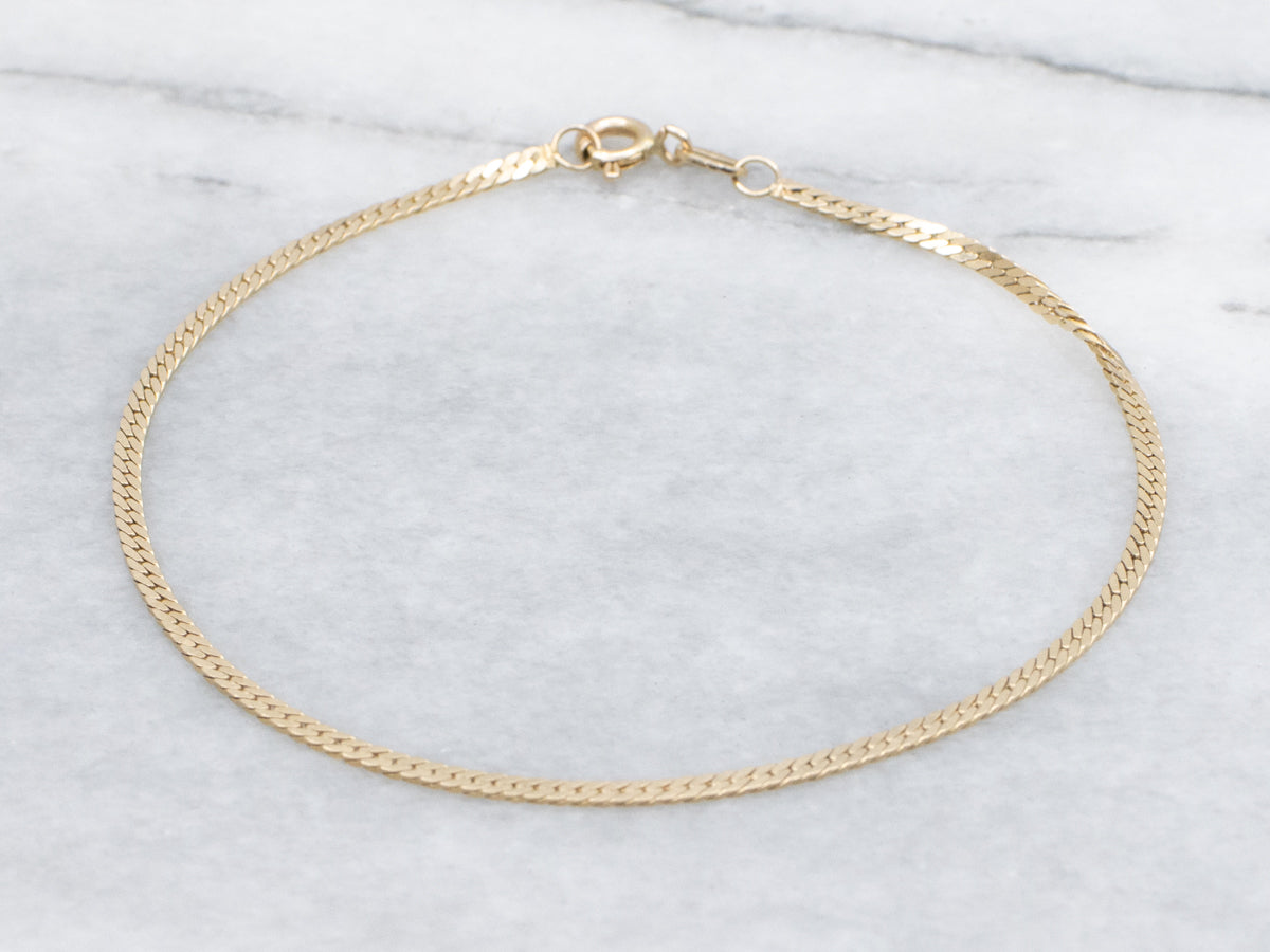 Yellow Gold Herringbone-Link Bracelet