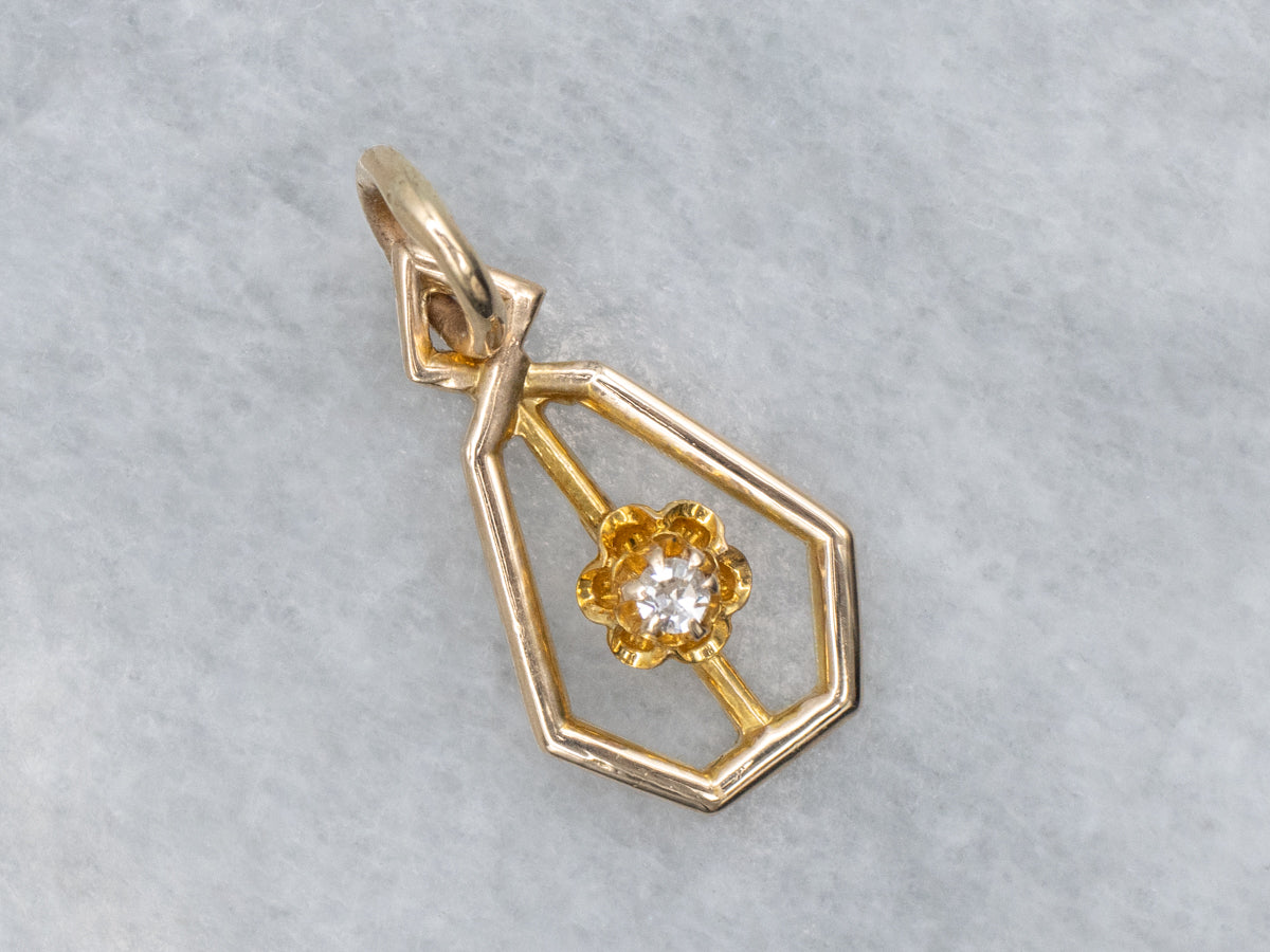 Buttercup Set Diamond Yellow Gold Open Work Pendant