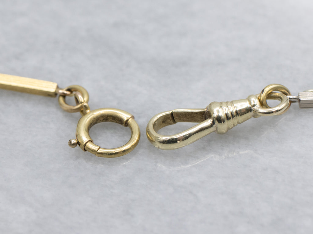 Vintage Two-Tone Gold Pocket Watch Chain with Dog-Clip Clasp