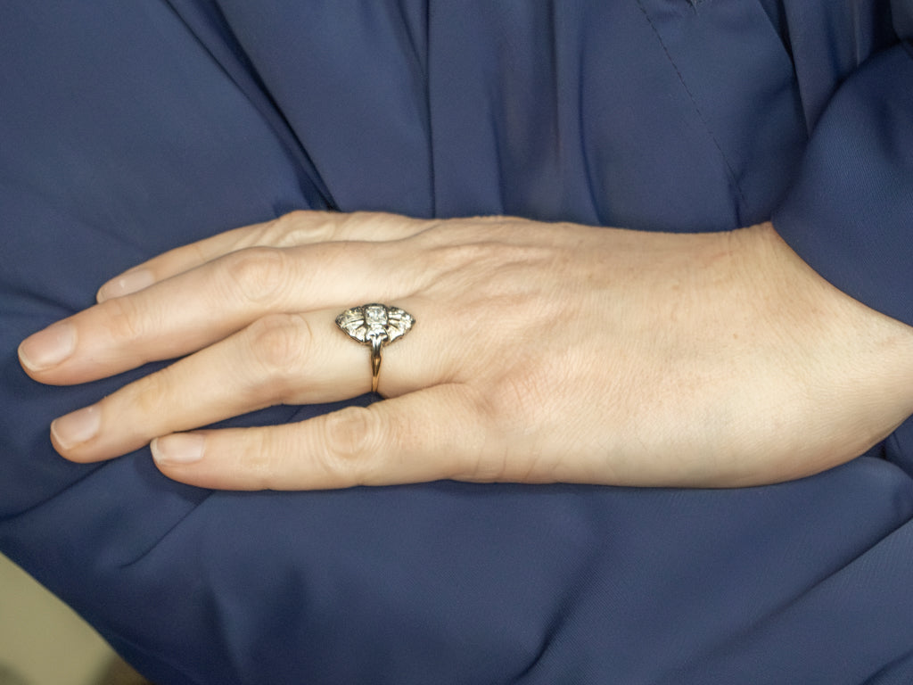 Antique Gold Filigree European Cut Diamond Dinner Ring