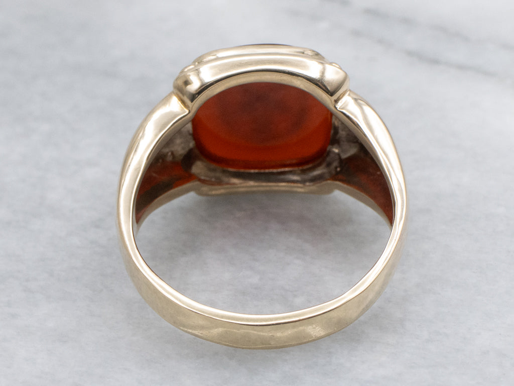 Carnelian German Army Infantry School Men's Statement Ring