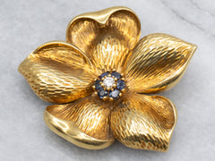 Vintage 18-Karat Gold Diamond and Sapphire Tiffany & Co. Dogwood Flowe