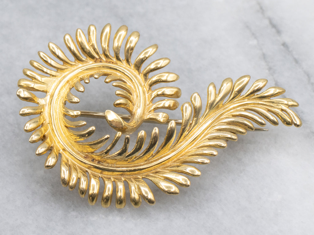 Tiffany & Co. Schlumberger Fern Yellow Gold Brooch