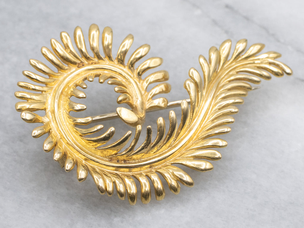 Tiffany & Co. Schlumberger Fern Yellow Gold Brooch