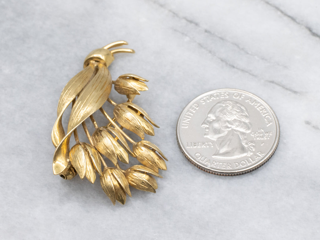 Vintage Tiffany & Co. 18-Karat Italian Gold Tulip Floral Bouquet Brooch