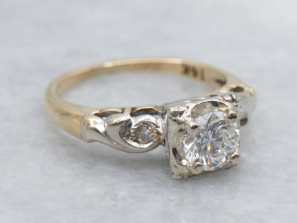 Retro Era Round Brilliant Diamond Engagement Ring