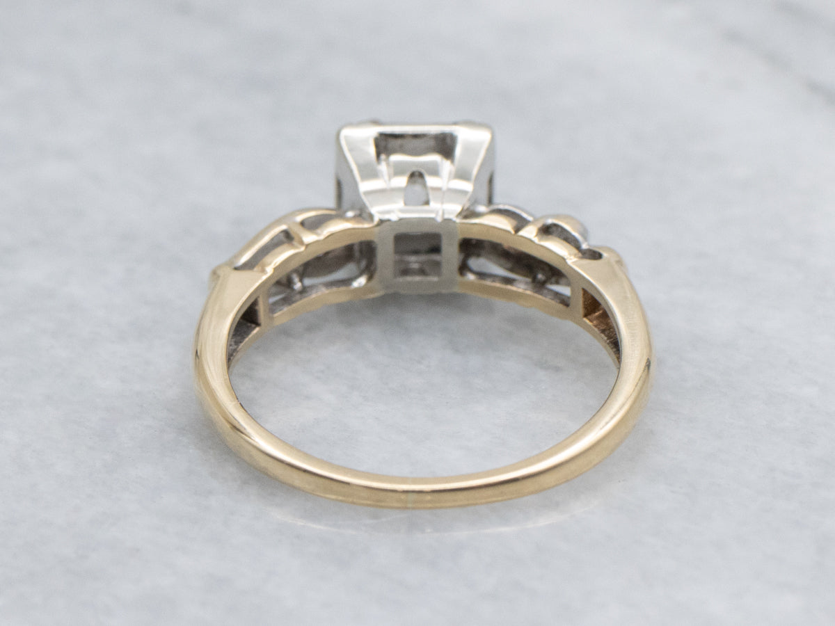 Retro Era Round Brilliant Diamond Engagement Ring