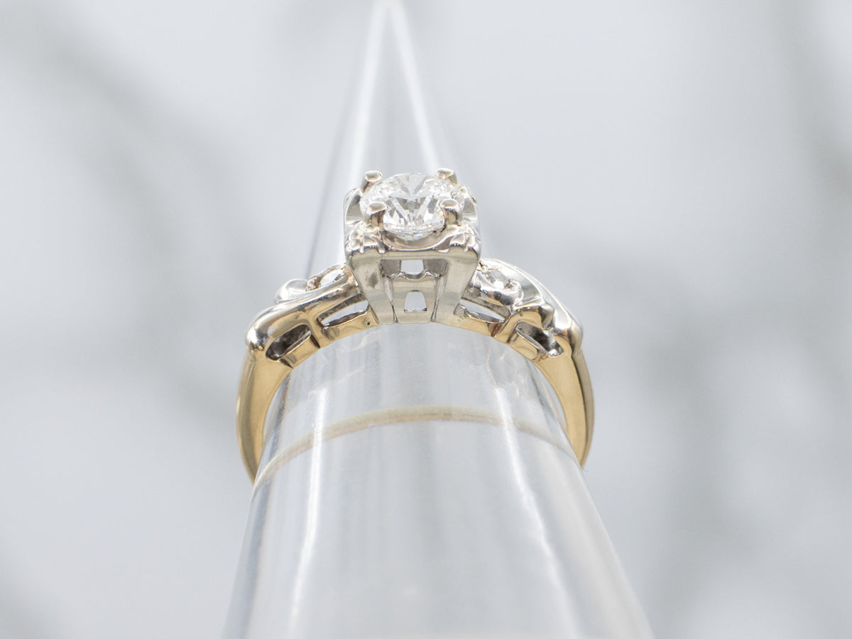 Retro Era Round Brilliant Diamond Engagement Ring