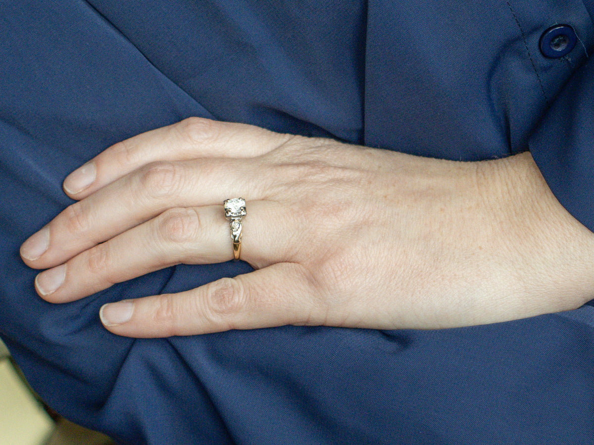 Retro Era Round Brilliant Diamond Engagement Ring