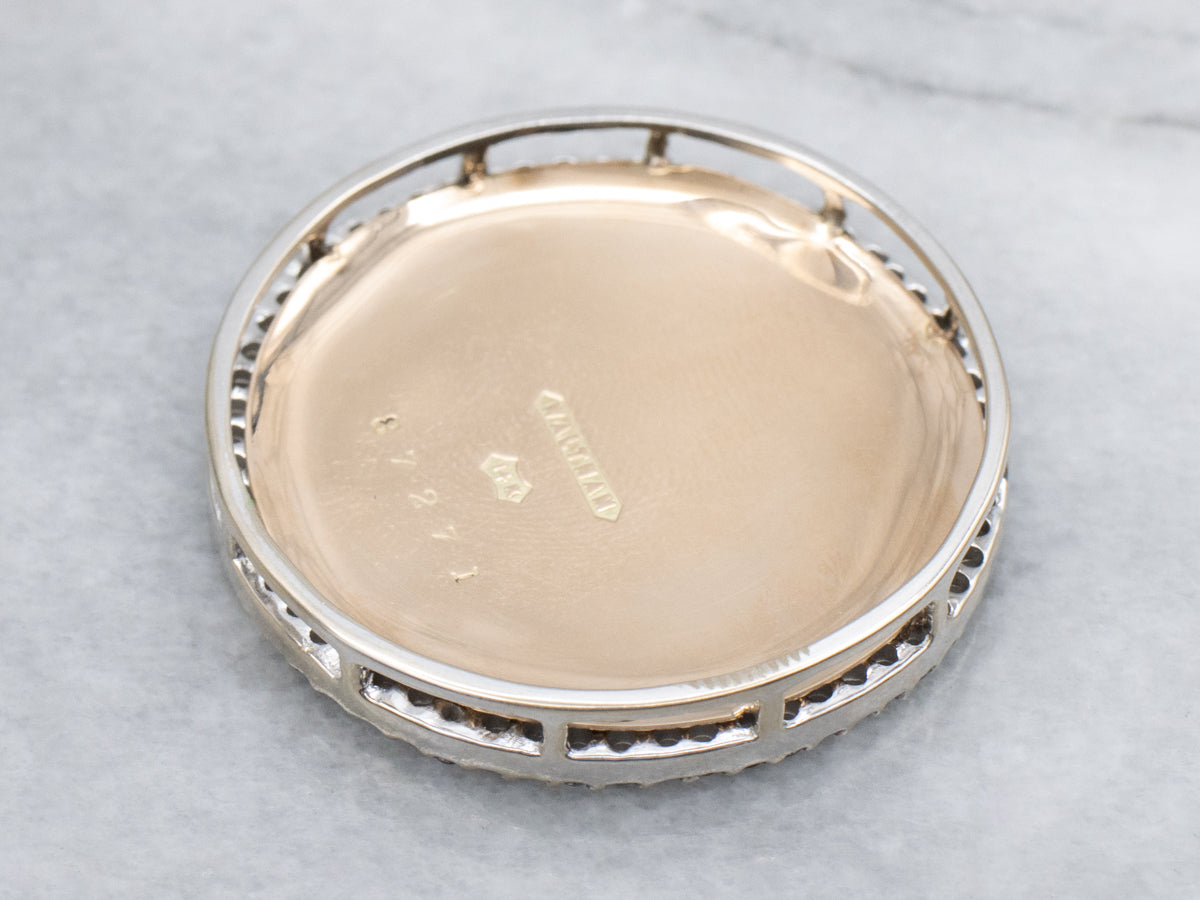 Antique Gold Waltham Pocket Watch Conversion Pendant with Diamond Halo