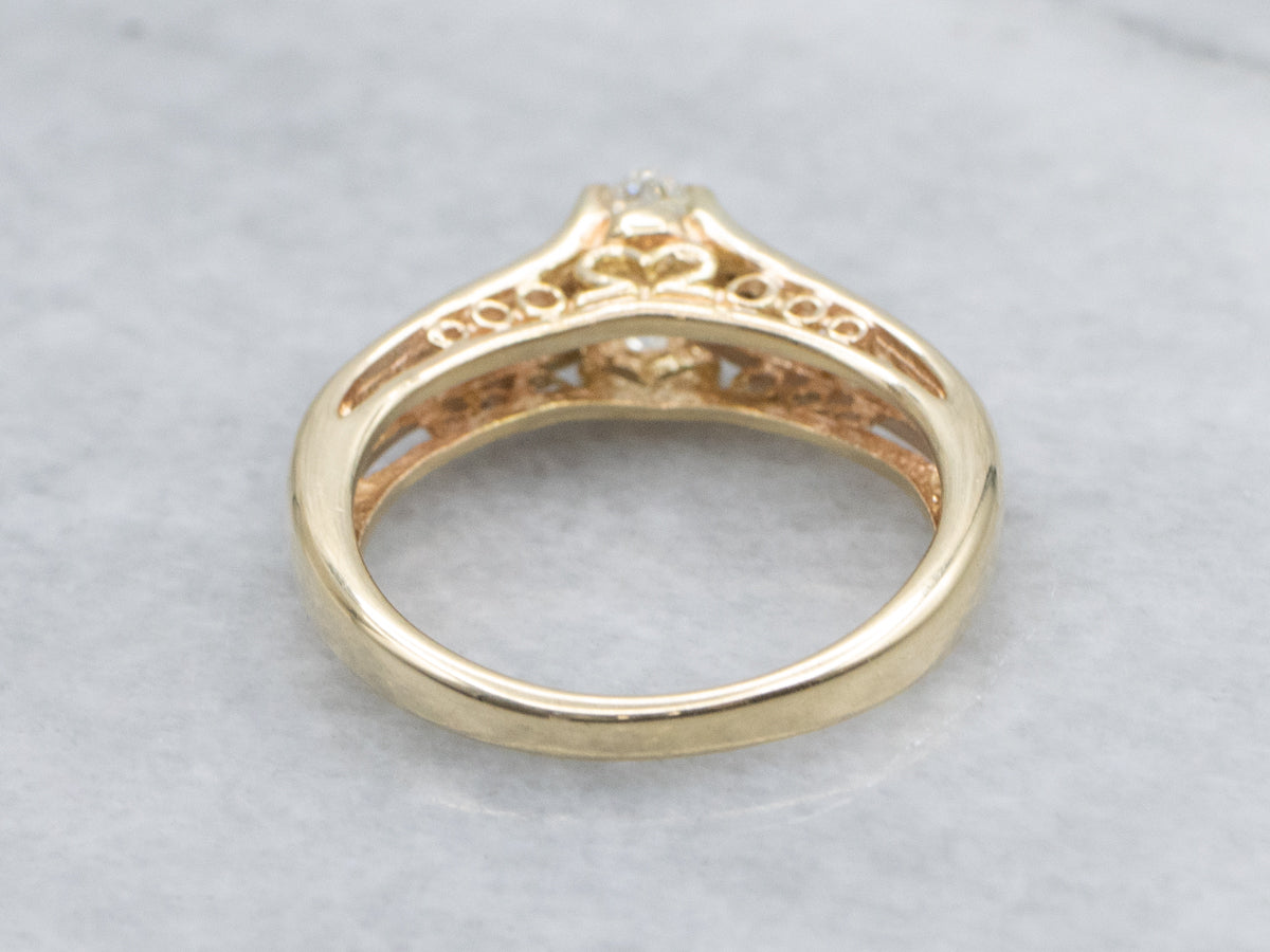 Marquise-Cut Diamond Sweetheart Filigree Engagement Ring