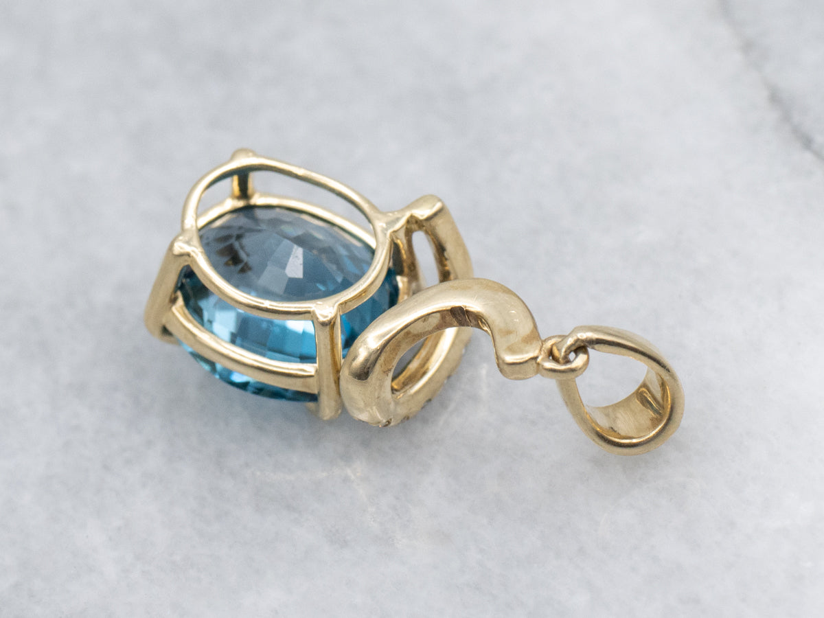 Modern London Blue Topaz and Diamond Gold Twist Pendant