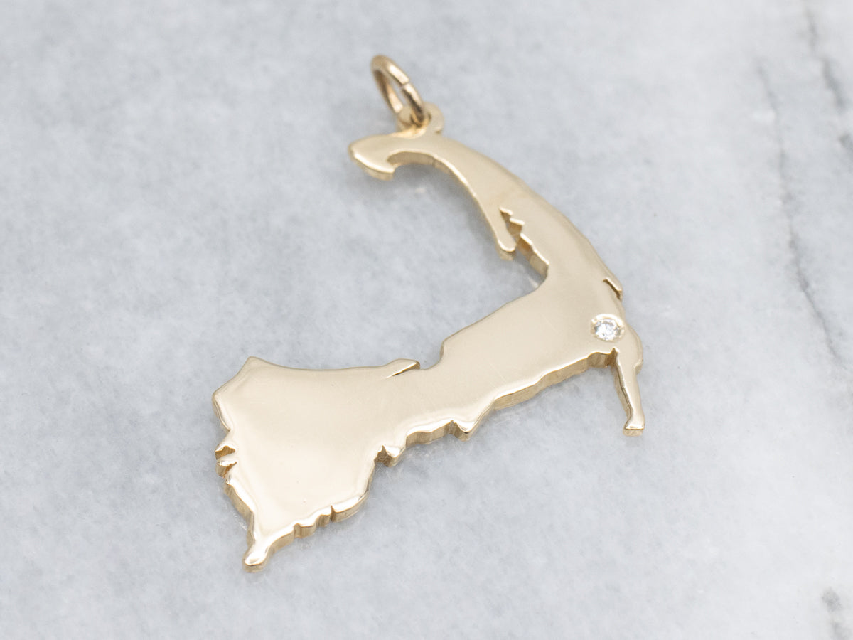 Diamond Yellow Gold Cape Cod Pendant