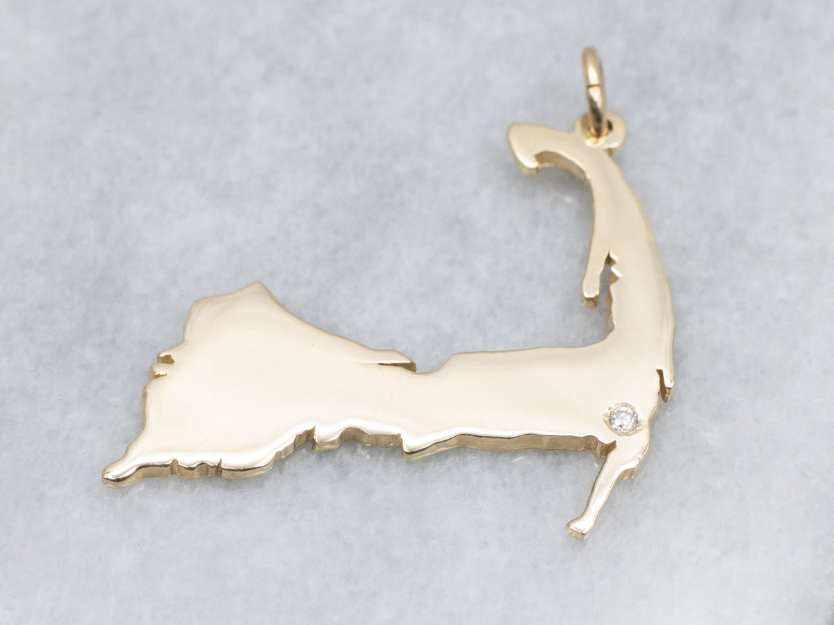 Diamond Yellow Gold Cape Cod Pendant