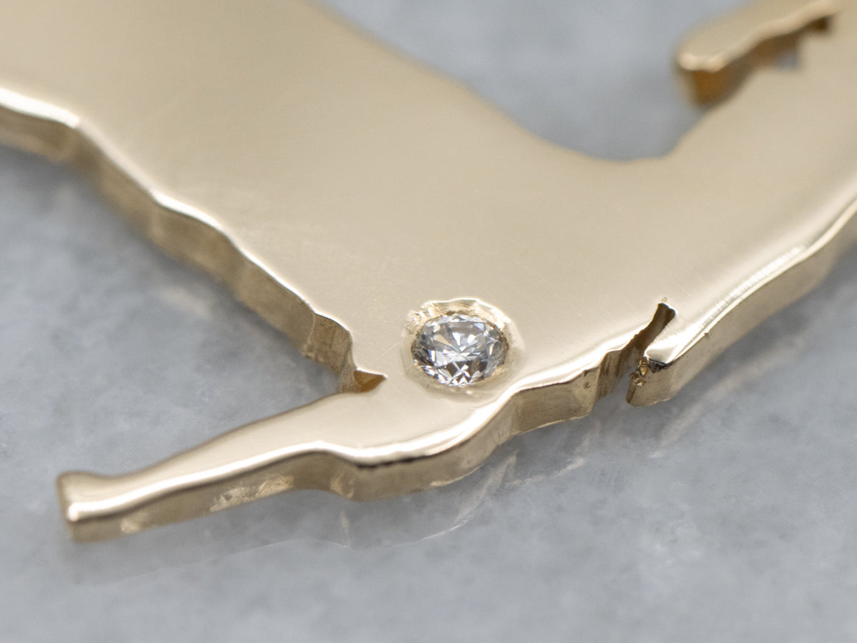 Diamond Yellow Gold Cape Cod Pendant