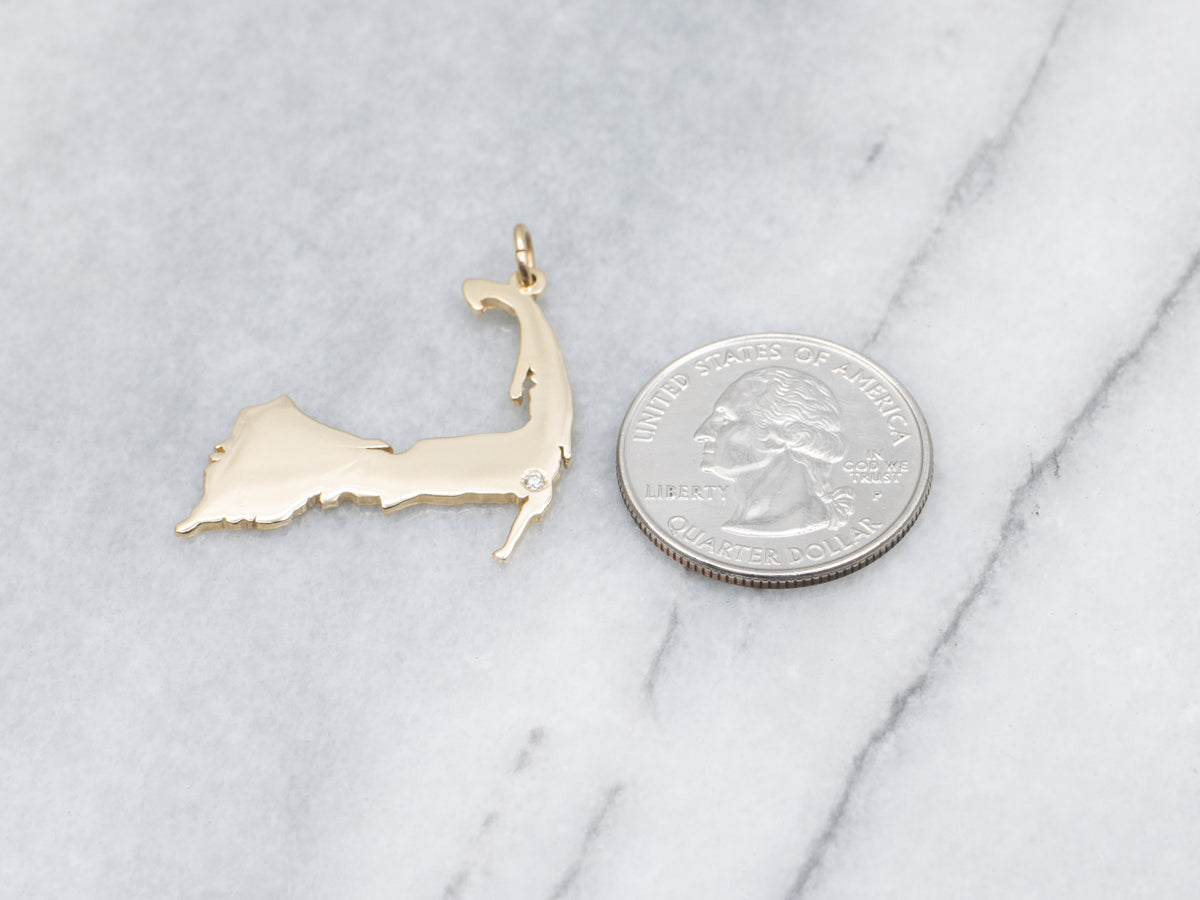 Diamond Yellow Gold Cape Cod Pendant