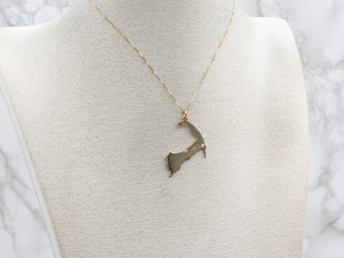 Diamond Yellow Gold Cape Cod Pendant