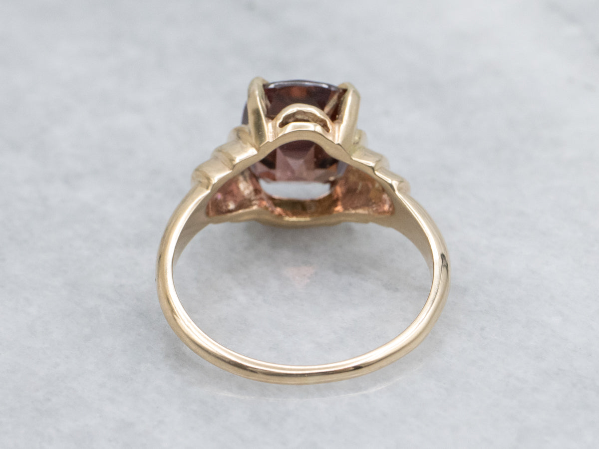 Rose-Hued Zircon and Gold Solitaire Ring