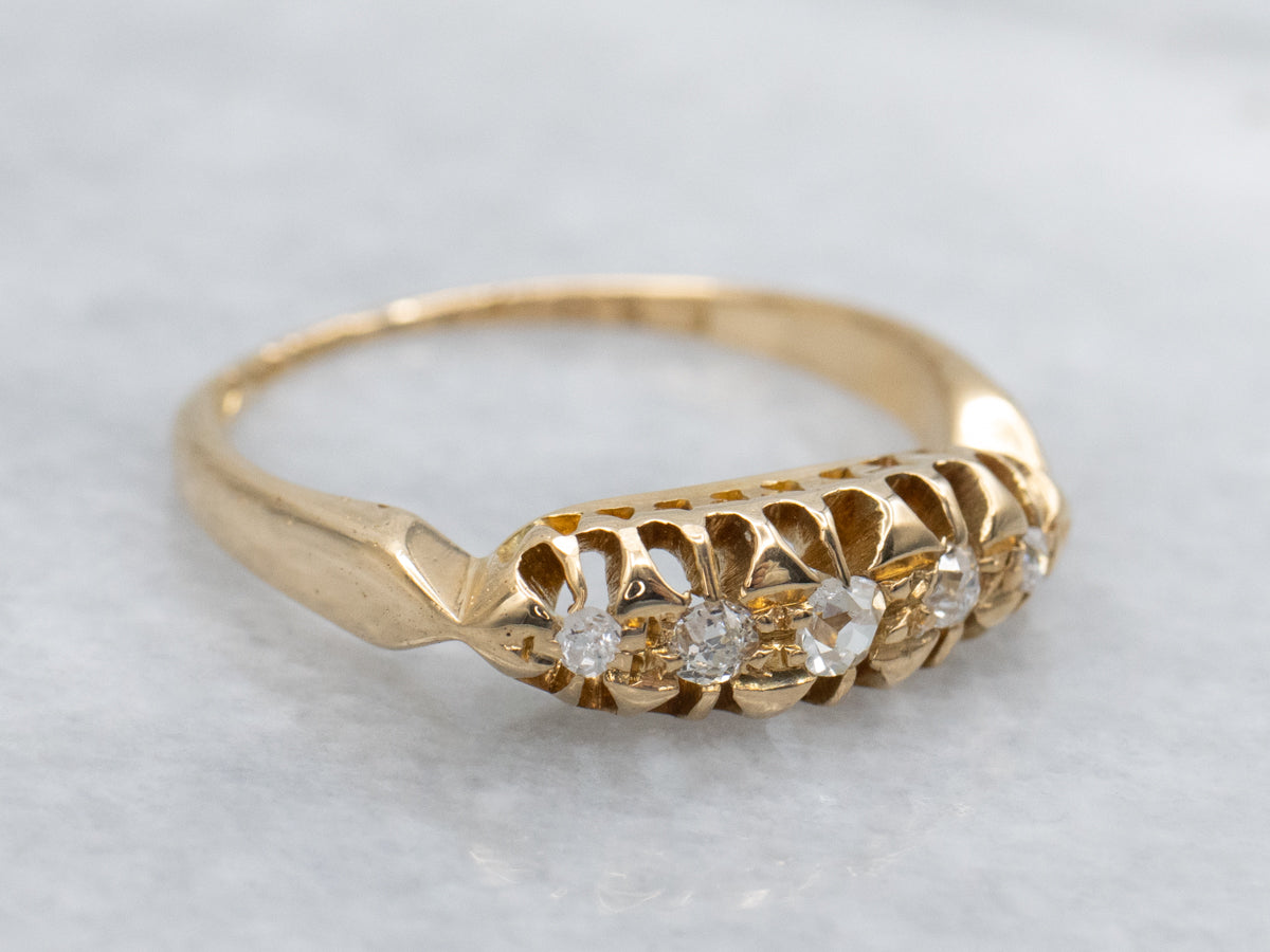 Antique Old Mine Cut Diamond 18-Karat Gold Band