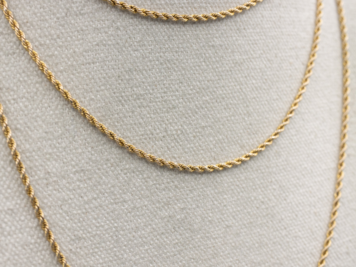 Long Antique Rope-Twist Lariat Chain with Dog Clip Clasp