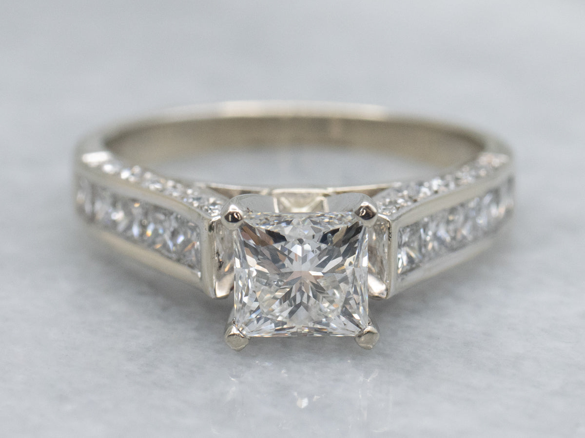 Modern Princess-Cut Diamond White Gold Engagement Ring