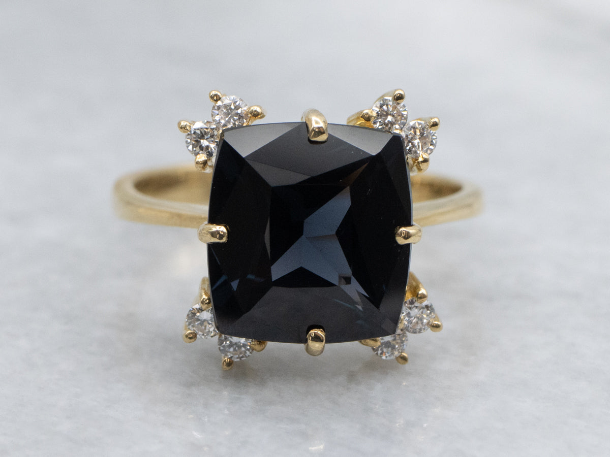 Lovely Blue Spinel and Diamond Ring in 18-Karat Gold