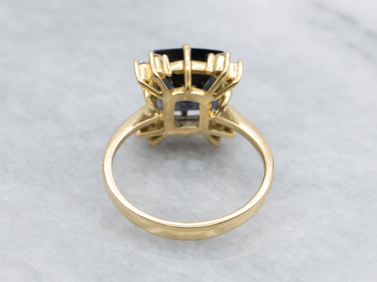 Lovely Blue Spinel and Diamond Ring in 18-Karat Gold