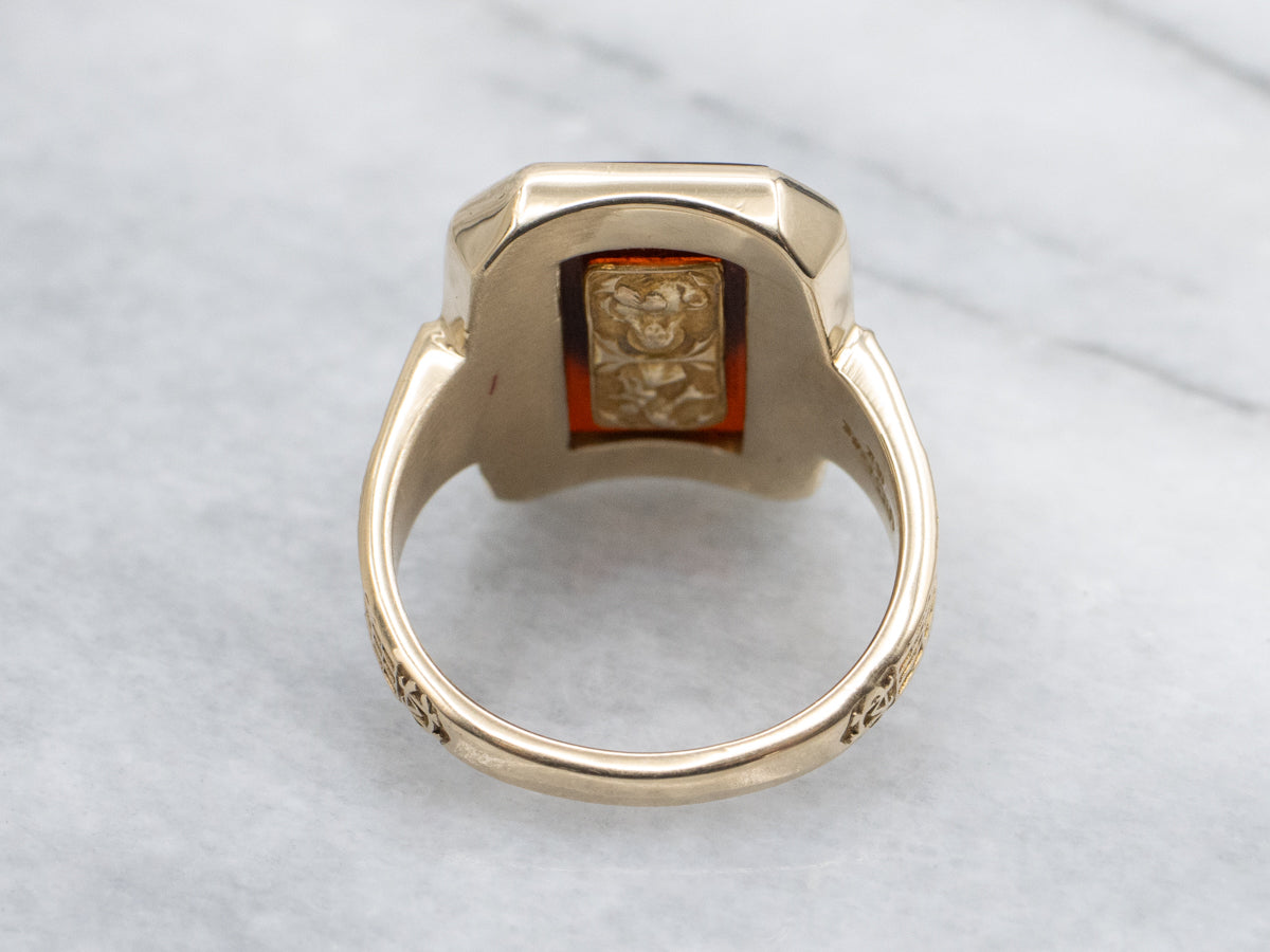 Antique Mundelein College University of Chicago Carnelian Crest Ring