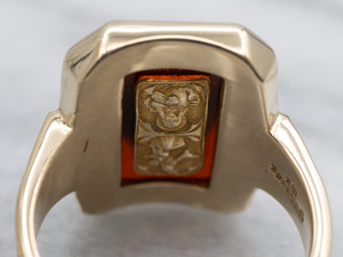 Antique Mundelein College University of Chicago Carnelian Crest Ring