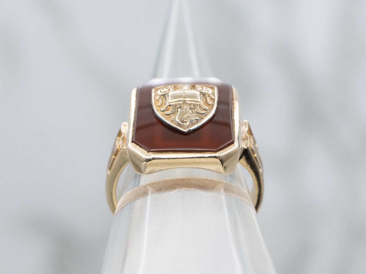 Antique Mundelein College University of Chicago Carnelian Crest Ring