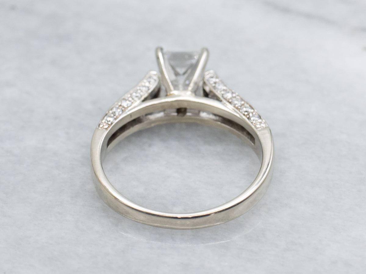 Modern Princess-Cut Diamond White Gold Engagement Ring