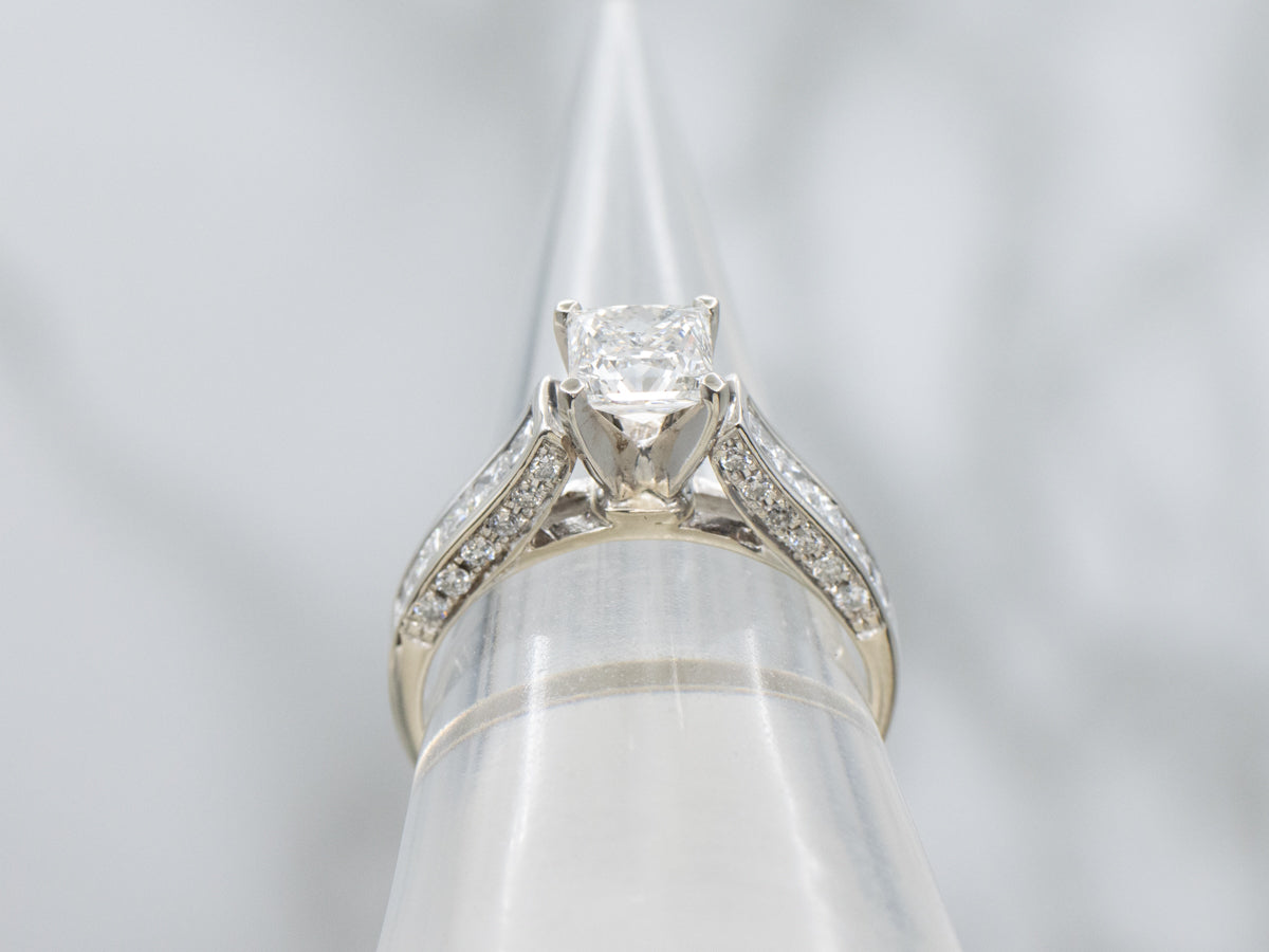 Modern Princess-Cut Diamond White Gold Engagement Ring