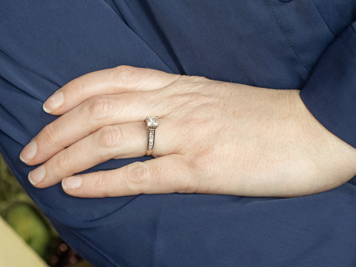 Modern Princess-Cut Diamond White Gold Engagement Ring