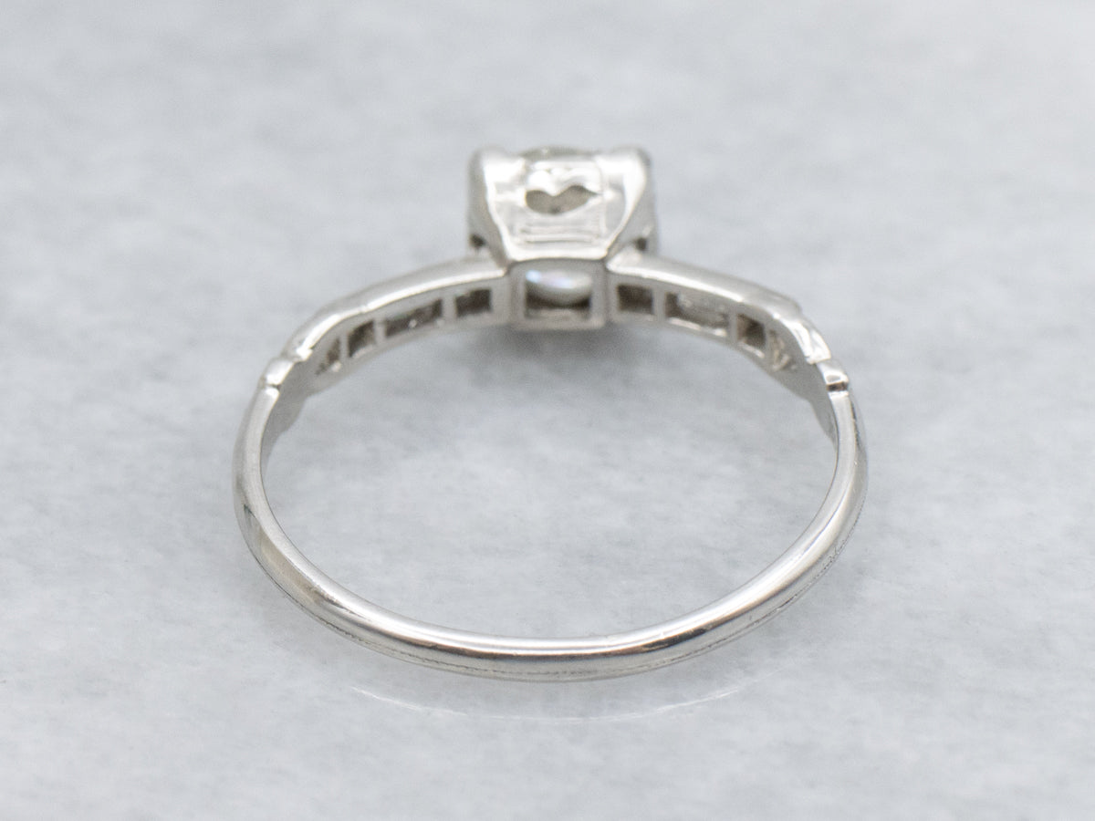 Antique Old Mine Cut Diamond Platinum Engagement Ring