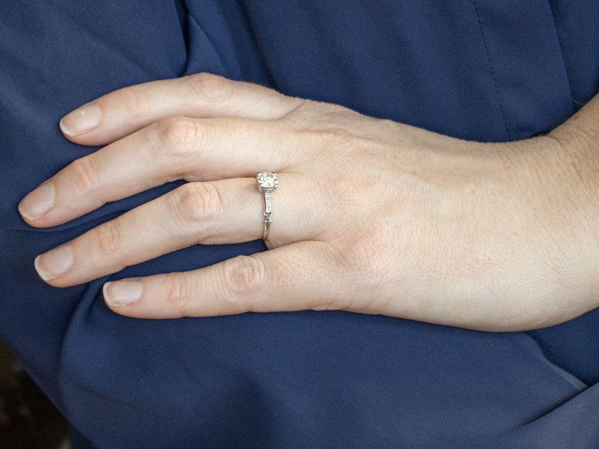 Antique Old Mine Cut Diamond Platinum Engagement Ring