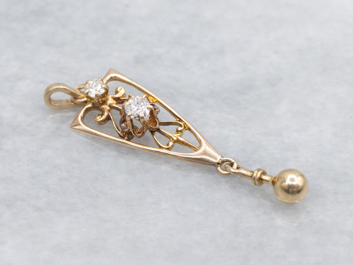 Antique Buttercup-Set Old Mine Cut Diamond Lavalier Pendant