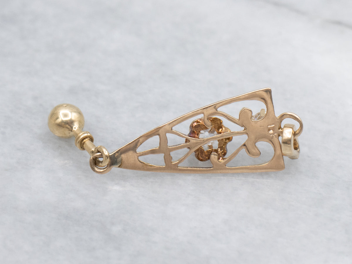 Antique Buttercup-Set Old Mine Cut Diamond Lavalier Pendant