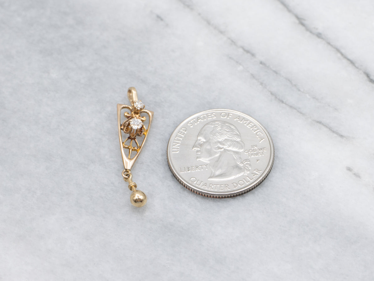 Antique Buttercup-Set Old Mine Cut Diamond Lavalier Pendant