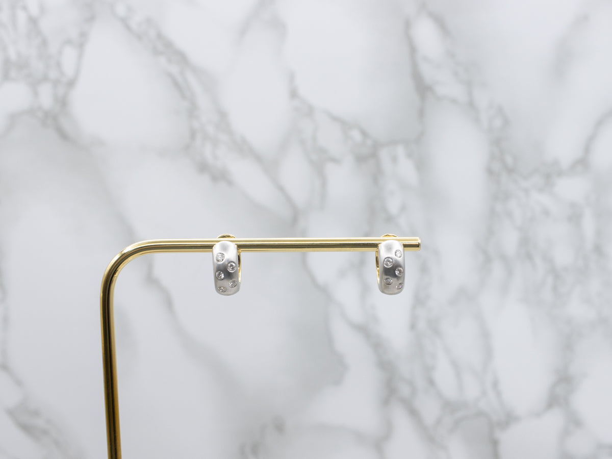 Modern Etoile Diamond Two Tone Heart-Filigree Hoop Earrings