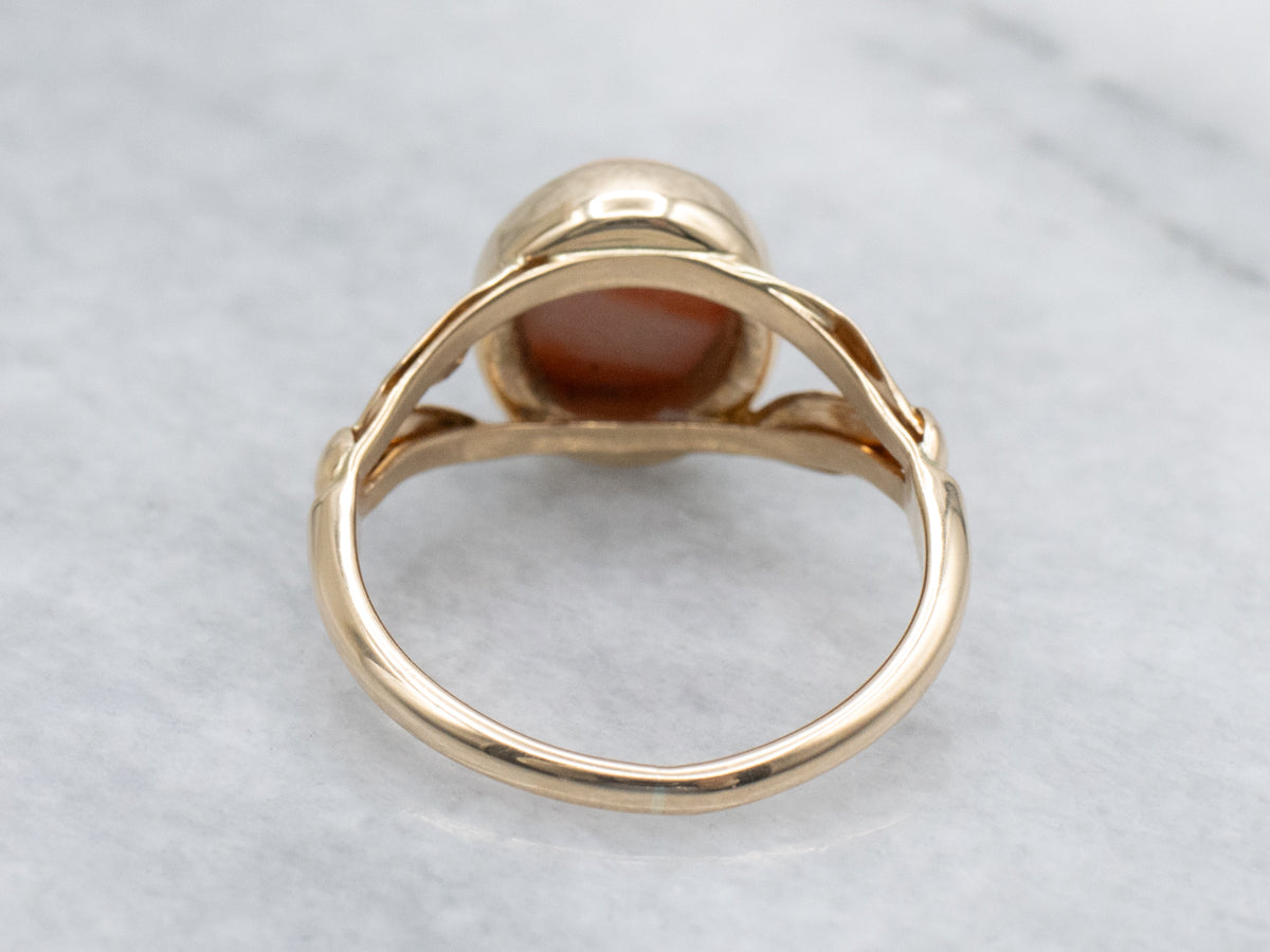 Vintage Bezel-Set Coral Cabochon Ring