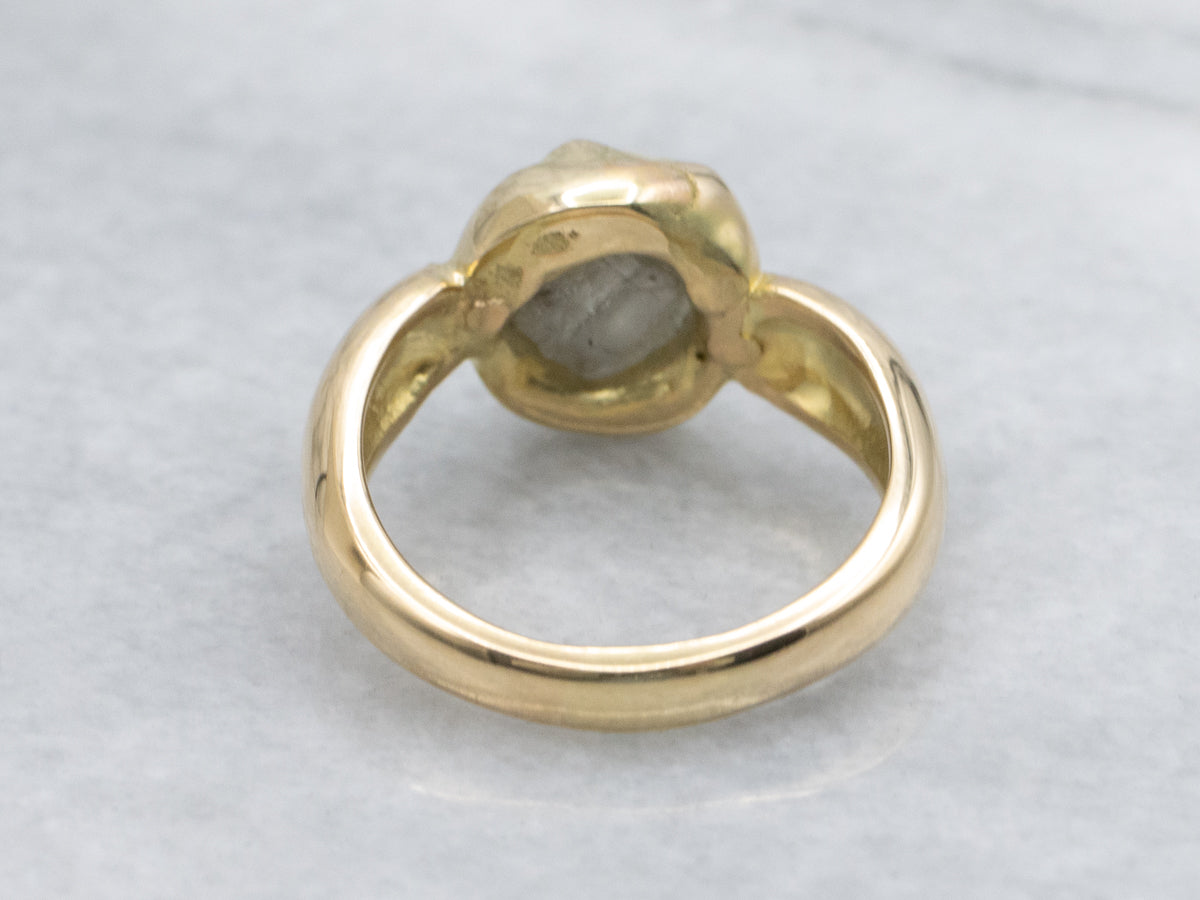 Vintage 18-Karat Gold Raw-Cut Diamond Jabel Ring