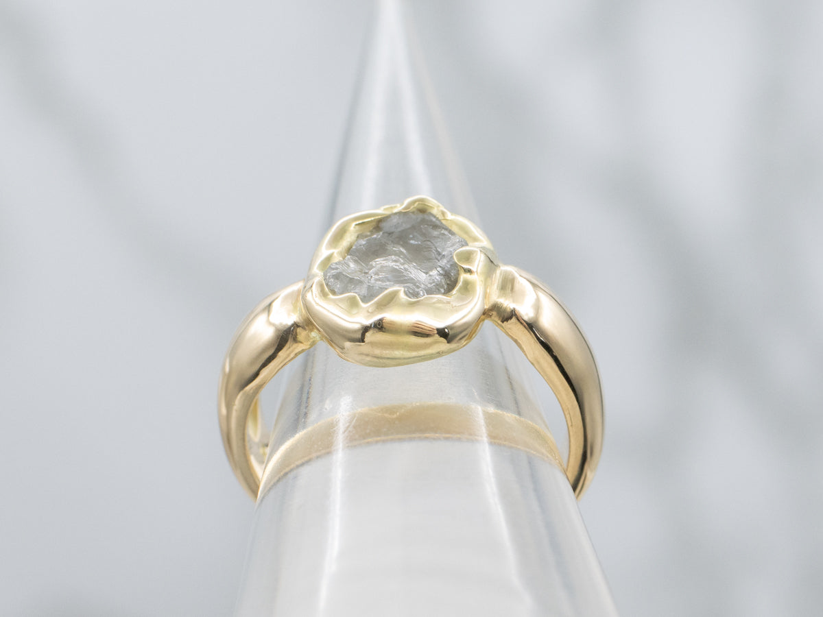 Vintage 18-Karat Gold Raw-Cut Diamond Jabel Ring