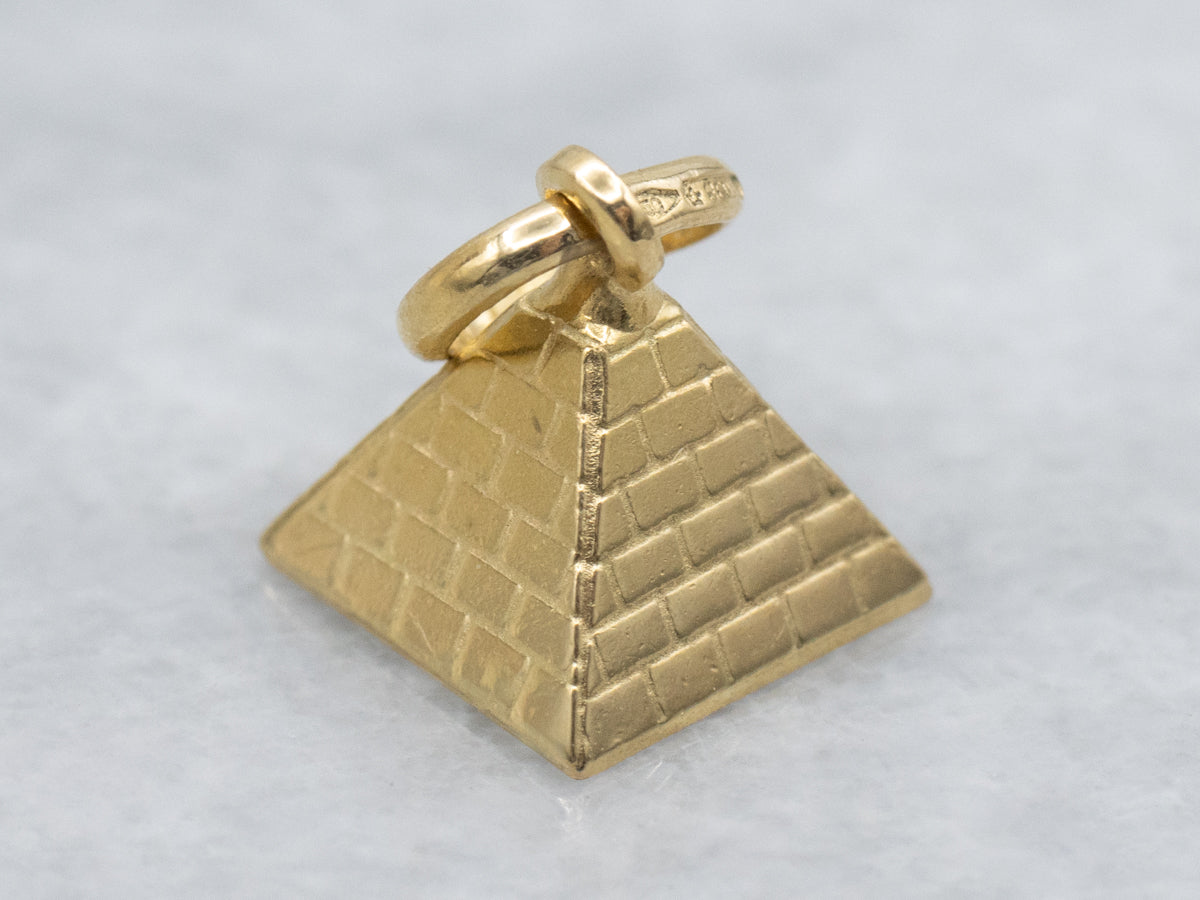 Textured Yellow Gold Pyramid Charm Pendant