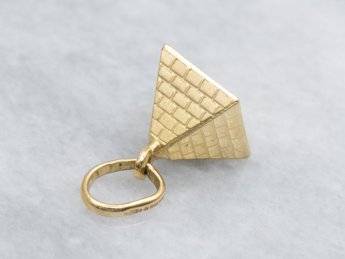 Textured Yellow Gold Pyramid Charm Pendant