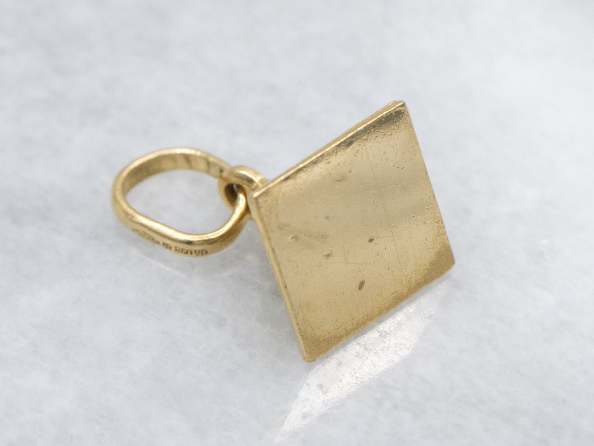 Textured Yellow Gold Pyramid Charm Pendant